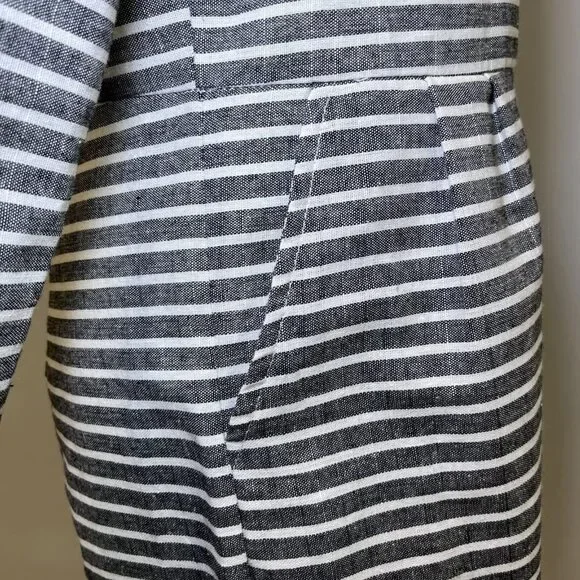 Mokingtop crop jumpsuit lightweight cotton black white stripes womens sz M - Picture 6 of 16